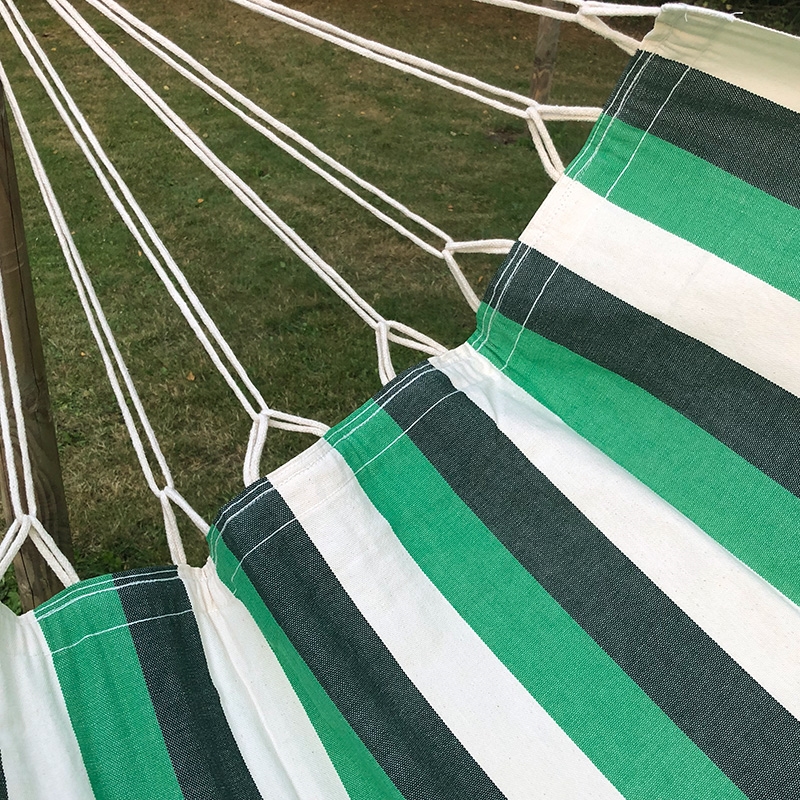 Hamaca Repuesto Algodón Rayas Verde 200x120cm – Compatible Con Bastidores De 3,2 Y 3,5m