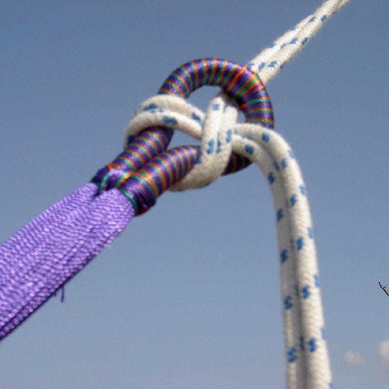 Rope for hammock suspension. Use a flag knot.